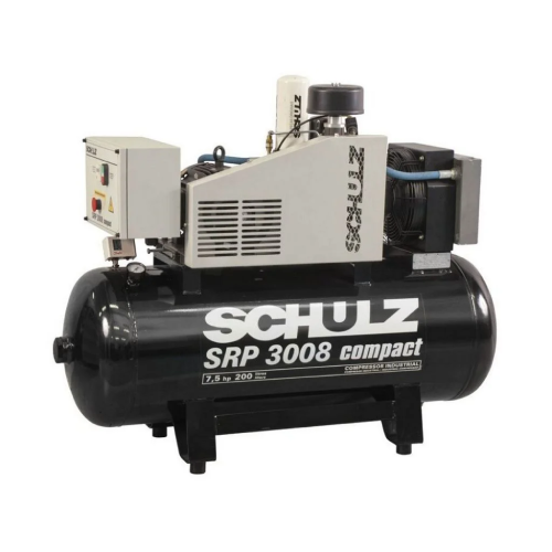 Compressor Rotativo Parafuso Schulz – SRP 3008-200- 200 Litros – 130,5 Lbf – 26 Pés³min- 7,5 Hp Trifásico