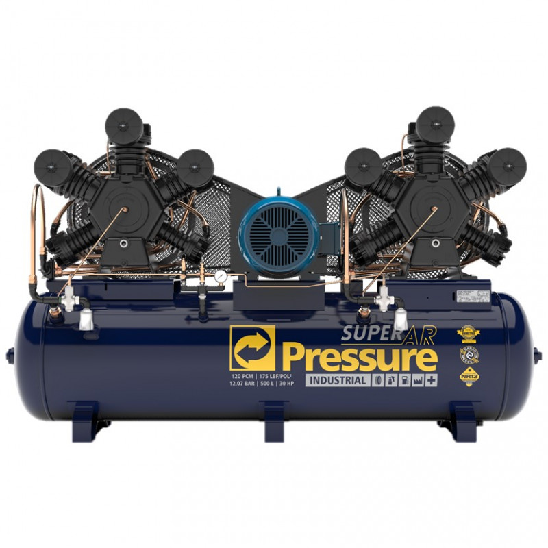 Compressor Industrial Pressure – Super Ar 120/500 – 120 Pés – 500 Litros – 175 Libras – Trifásico