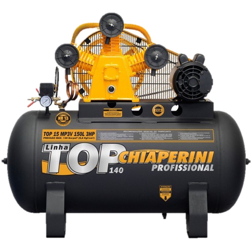 Compressor Top 15 Mp3v 150 Litros Motor 3hp Monofásico – Chiaperini
