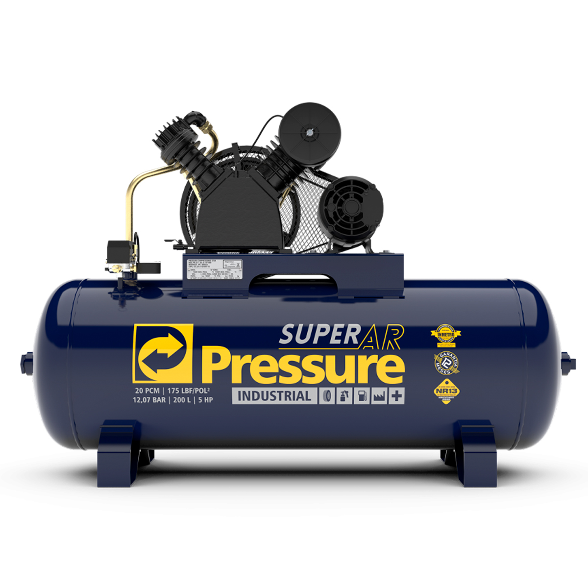 Compressor de Ar 20 Pés 200 Litros – Alta Pressão – Trifásico Super AR Pressure