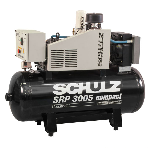 Compressor Rotativo Parafuso – Schulz – SRP 3005-200- 200 Litros – 130,5 Lbf – 16,6 Pés³min- 5hp – 220/380 Trifásico