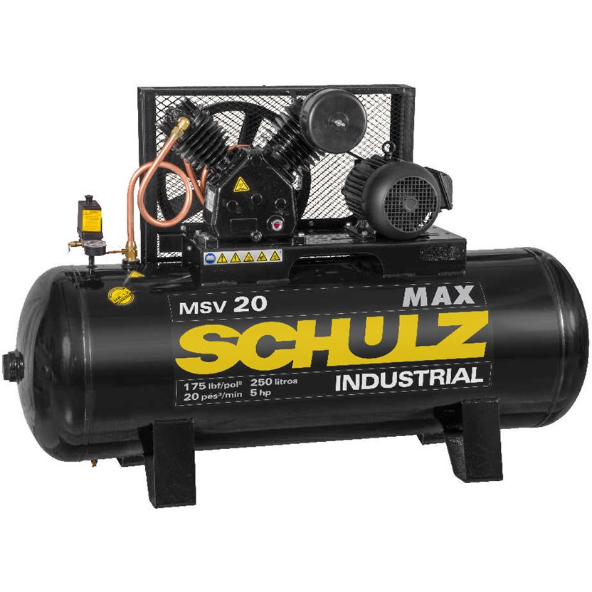 Compressor Schulz MSV20max/250 – 20 Pés – 250 Litros – 175 Libras – Trifásico